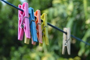 Pegs on clothesline